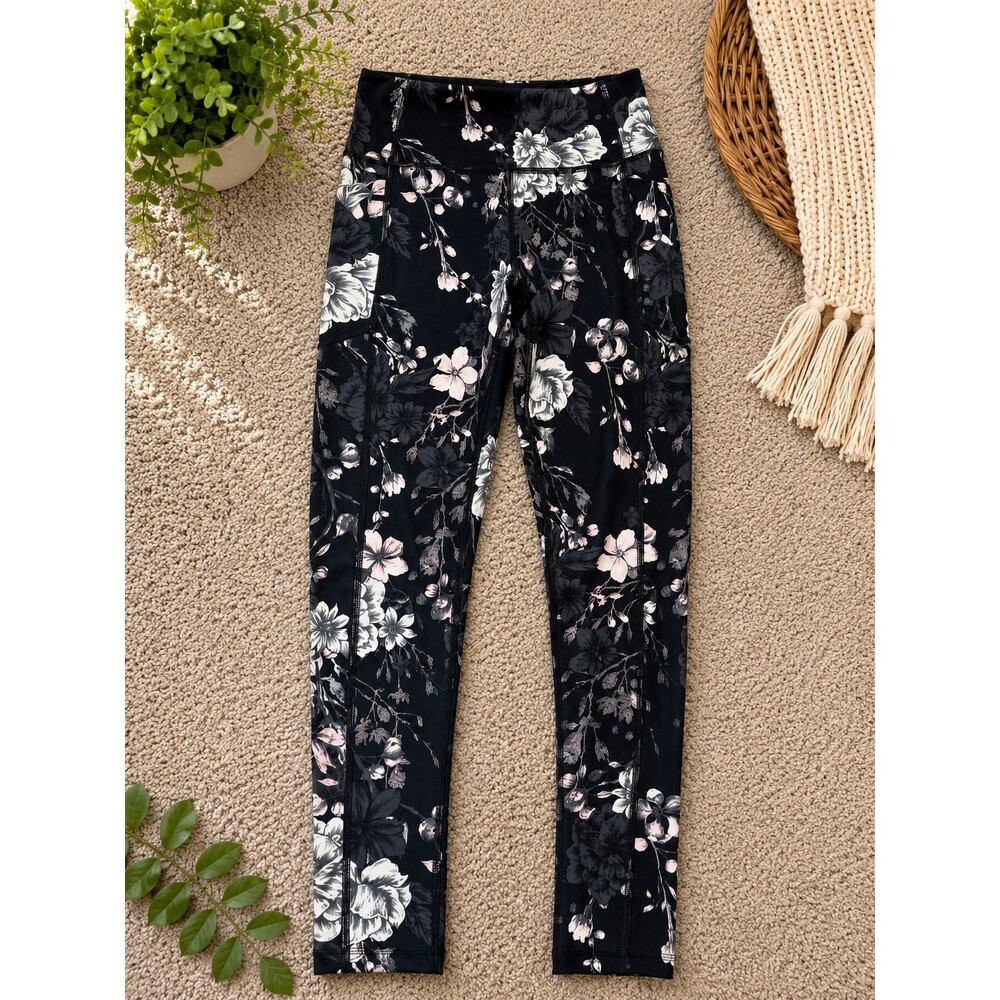 Victoria's Secret Flow On Point Leggings Women's 6 Wicked Rose Floral Pocket NWO